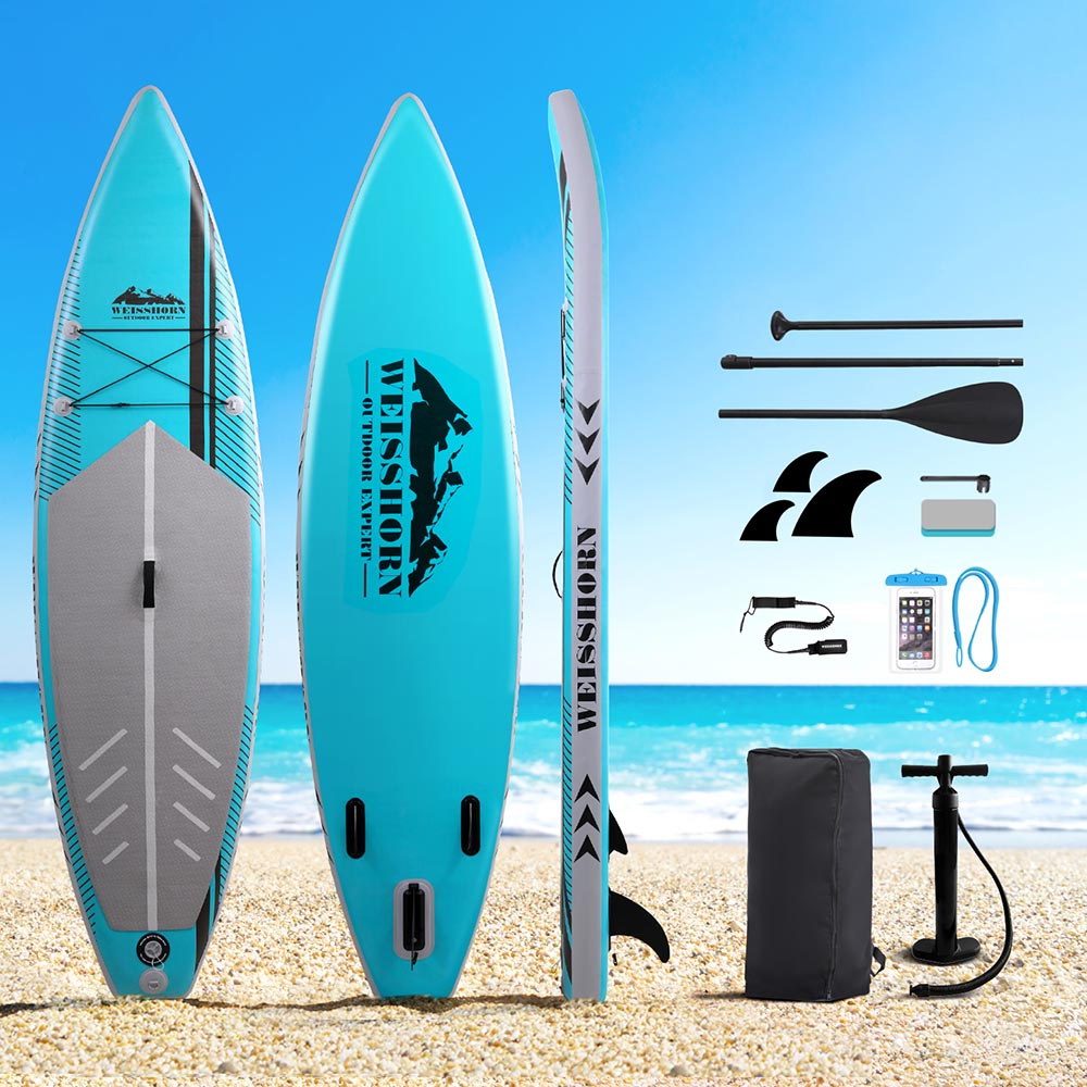 Paddleboards: Weisshorn Stand Up Paddle Board 10.5ft Inflatable SUP Surfboard Paddleboard Kayak Surf Green