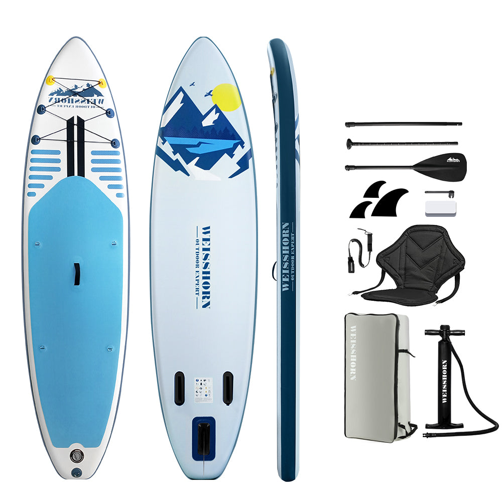 Paddleboards: Weisshorn Stand Up Paddle Board 10.6ft Inflatable SUP Surfboard Paddleboard Kayak Surf Blue