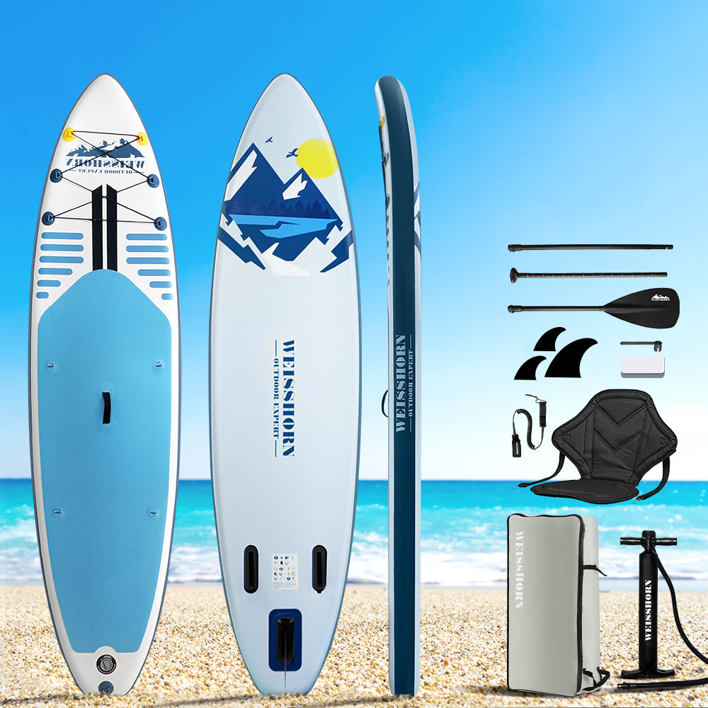 Paddleboards: Weisshorn Stand Up Paddle Board 10.6ft Inflatable SUP Surfboard Paddleboard Kayak Surf Blue