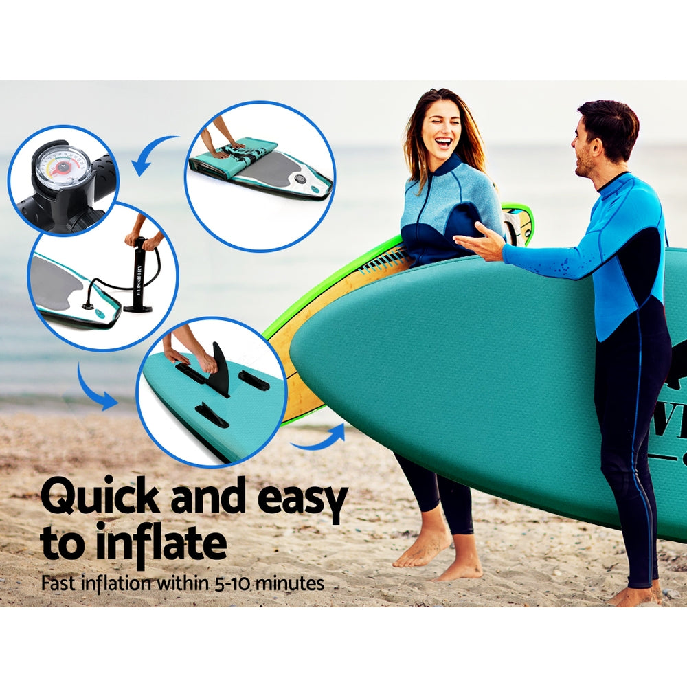 Paddleboards: Weisshorn Stand Up Paddle Board 10.6ft Inflatable SUP Surfboard Paddleboard Kayak Surf Green