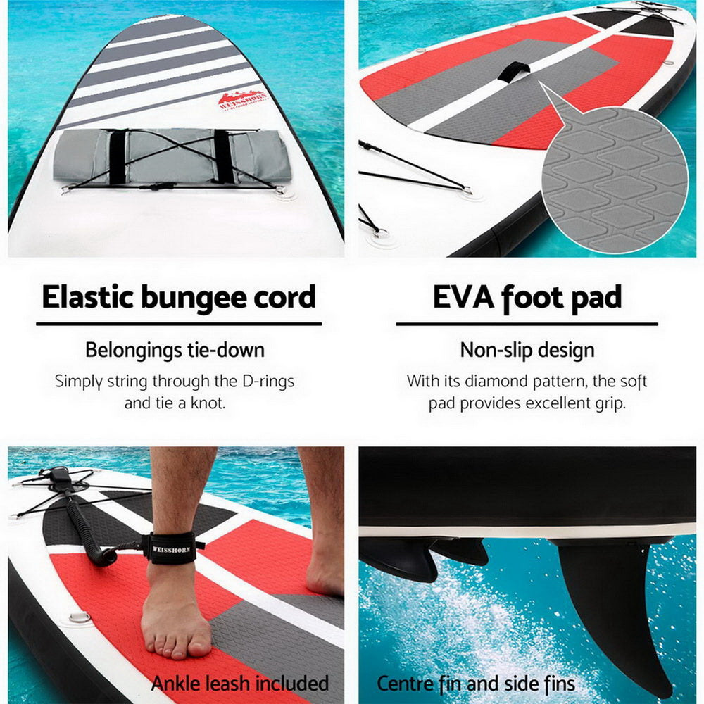 Paddleboards: Weisshorn Stand Up Paddle Board 11ft Inflatable SUP Surfboard Paddleboard Kayak Surf Black