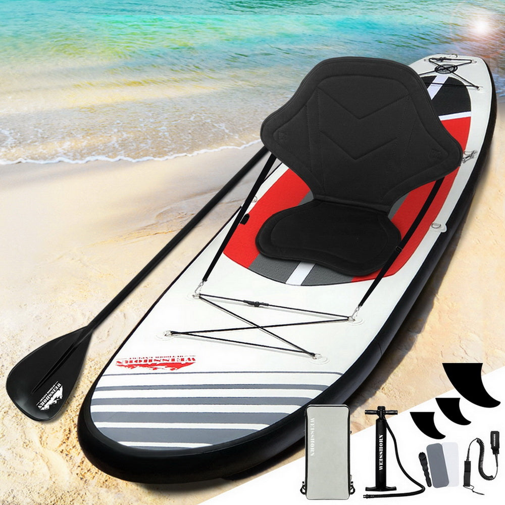 Paddleboards: Weisshorn Stand Up Paddle Board 11ft Inflatable SUP Surfboard Paddleboard Kayak Surf Black