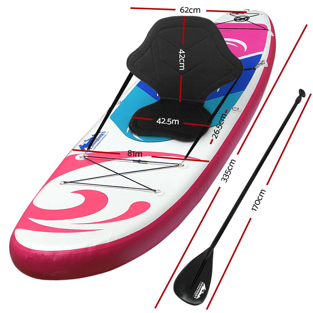Paddleboards: Weisshorn Stand Up Paddle Board 11ft Inflatable SUP Surfboard Paddleboard Kayak Surf Pink