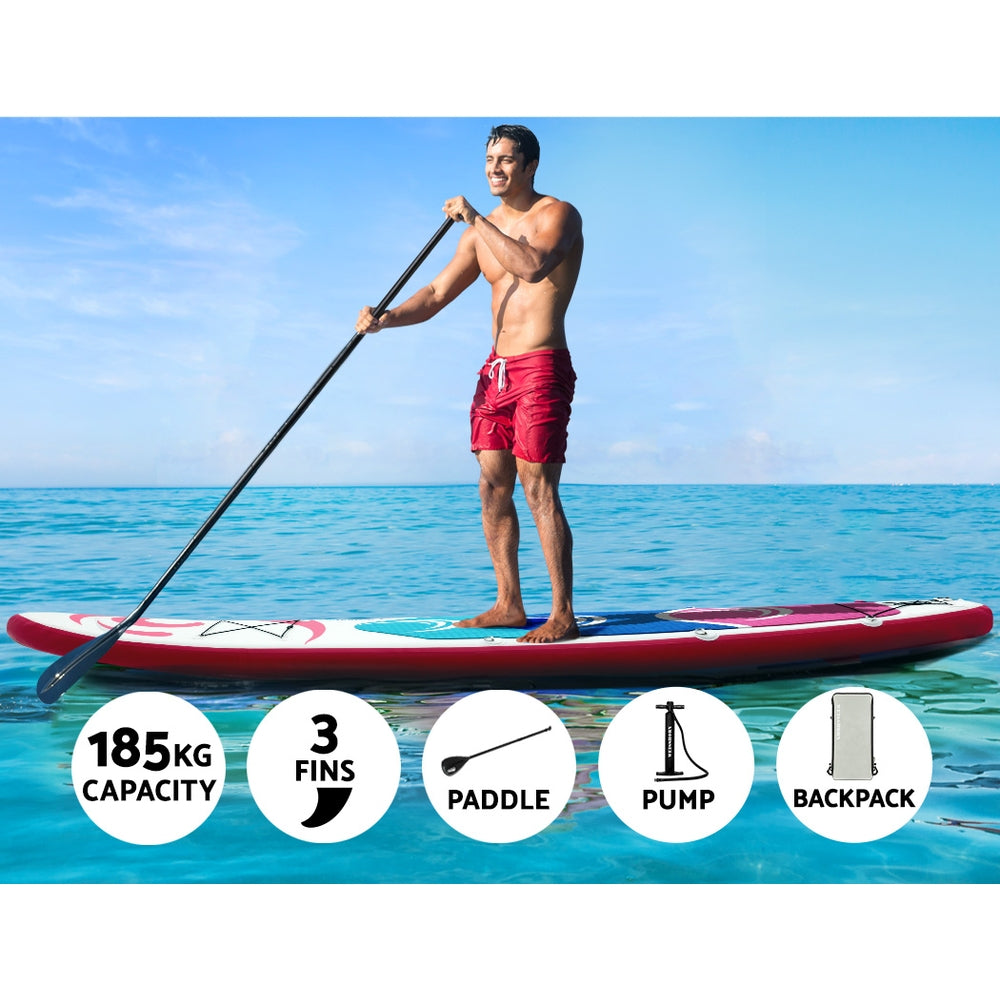 Paddleboards: Weisshorn Stand Up Paddle Board 11ft Inflatable SUP Surfboard Paddleboard Kayak Surf Pink