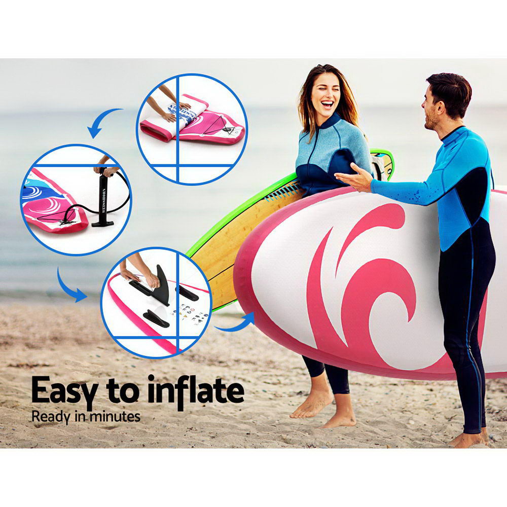 Paddleboards: Weisshorn Stand Up Paddle Board 11ft Inflatable SUP Surfboard Paddleboard Kayak Surf Pink