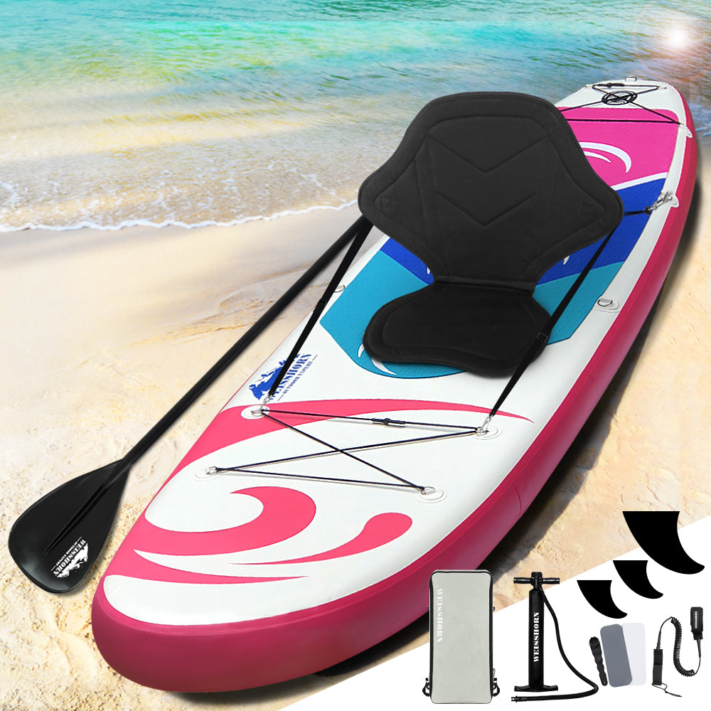 Paddleboards: Weisshorn Stand Up Paddle Board 11ft Inflatable SUP Surfboard Paddleboard Kayak Surf Pink