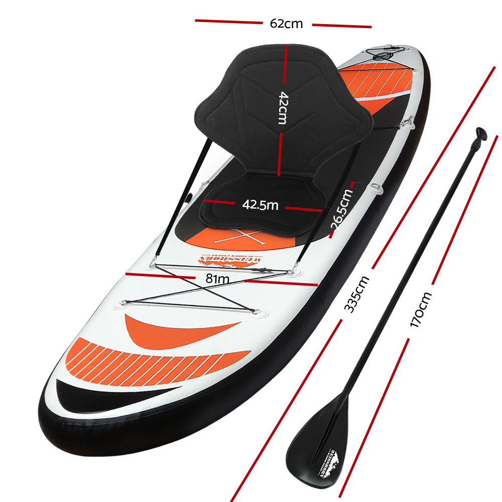 Paddleboards: Weisshorn Stand Up Paddle Board 11ft Inflatable SUP Surfboard Paddleboard Kayak Surf Red