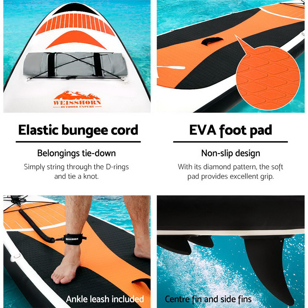 Paddleboards: Weisshorn Stand Up Paddle Board 11ft Inflatable SUP Surfboard Paddleboard Kayak Surf Red