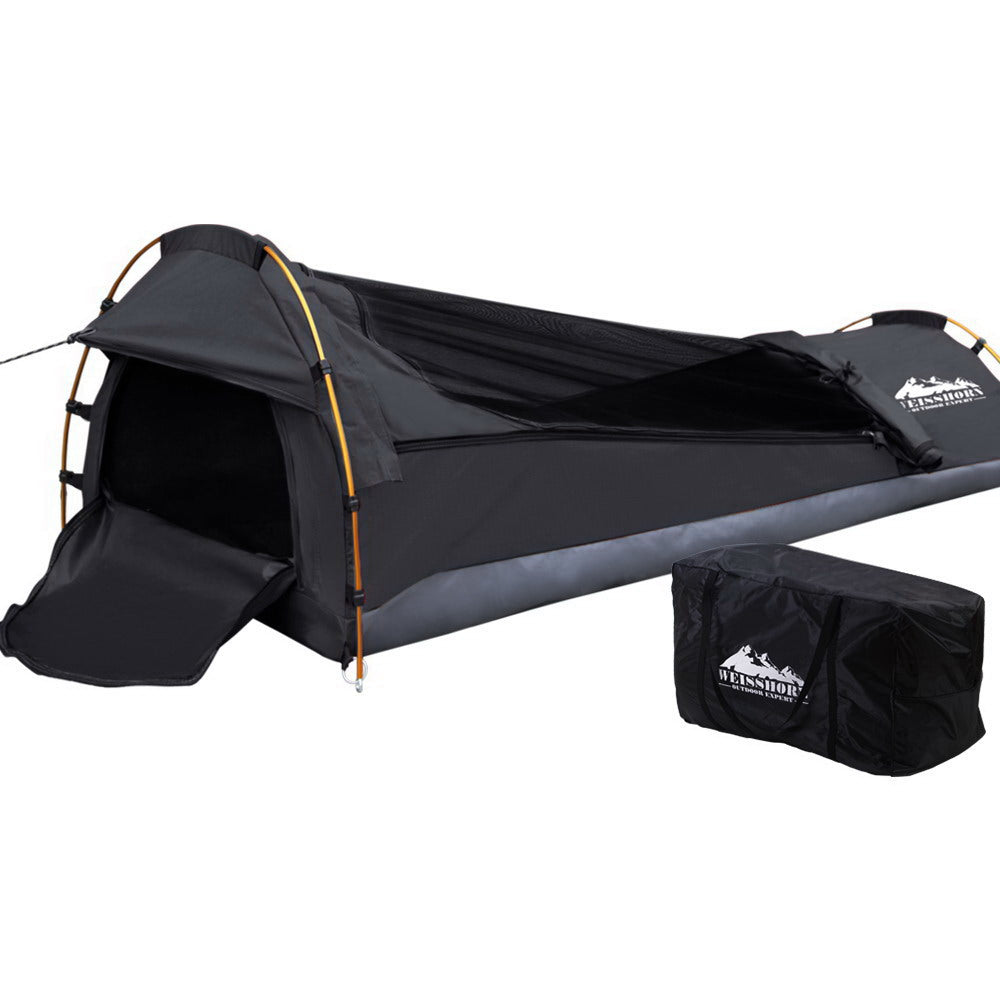 Tents: Weisshorn Camping Swag Single Biker Tent Free Standing Canvas Ripstop Grey