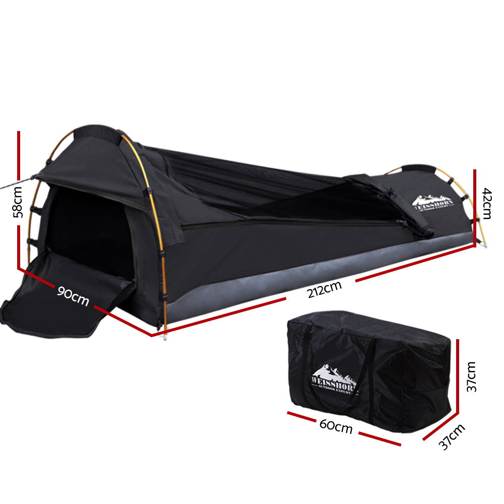 Tents: Weisshorn Camping Swag Single Biker Tent Free Standing Canvas Ripstop Grey