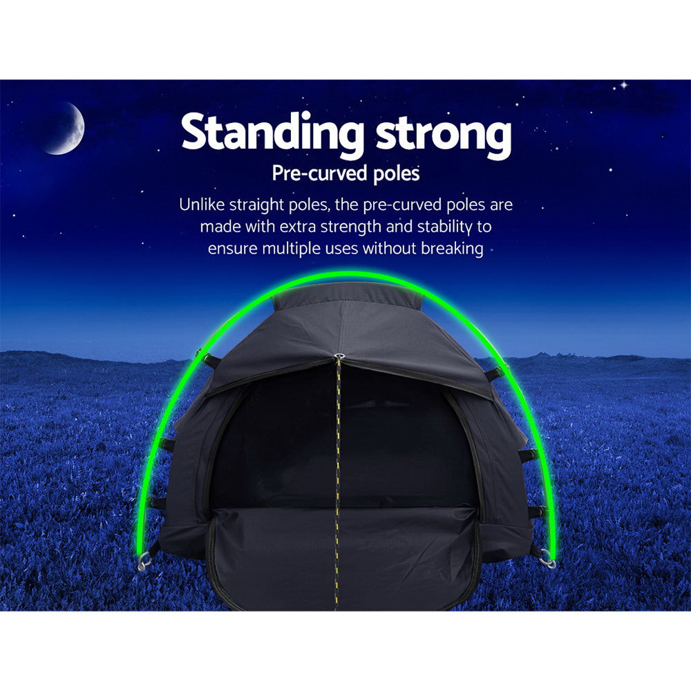 Tents: Weisshorn Camping Swag Single Biker Tent Free Standing Canvas Ripstop Grey