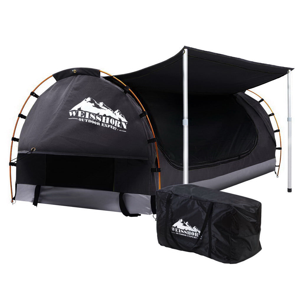 Tents: Weisshorn Double Swag Camping Swags Canvas Free Standing Dome Tent Dark Grey