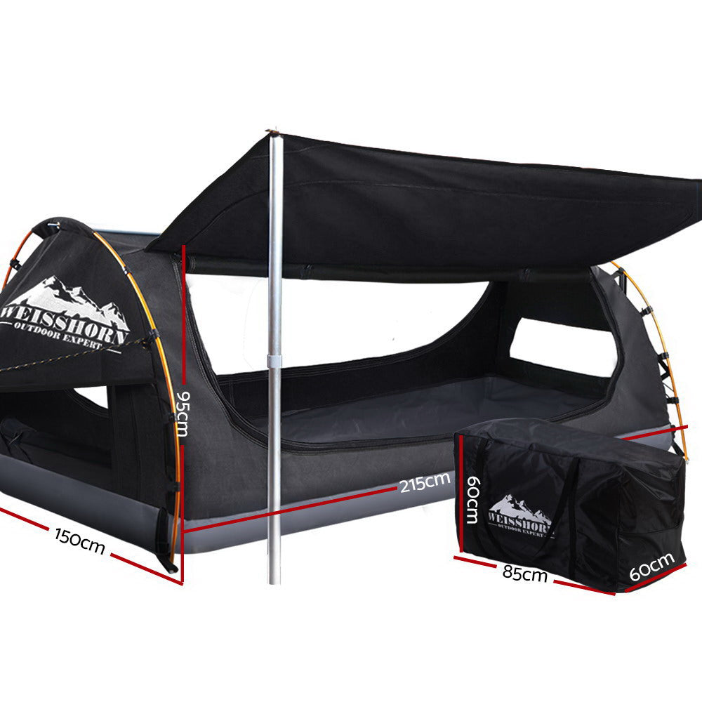 Tents: Weisshorn Double Swag Camping Swags Canvas Free Standing Dome Tent Dark Grey