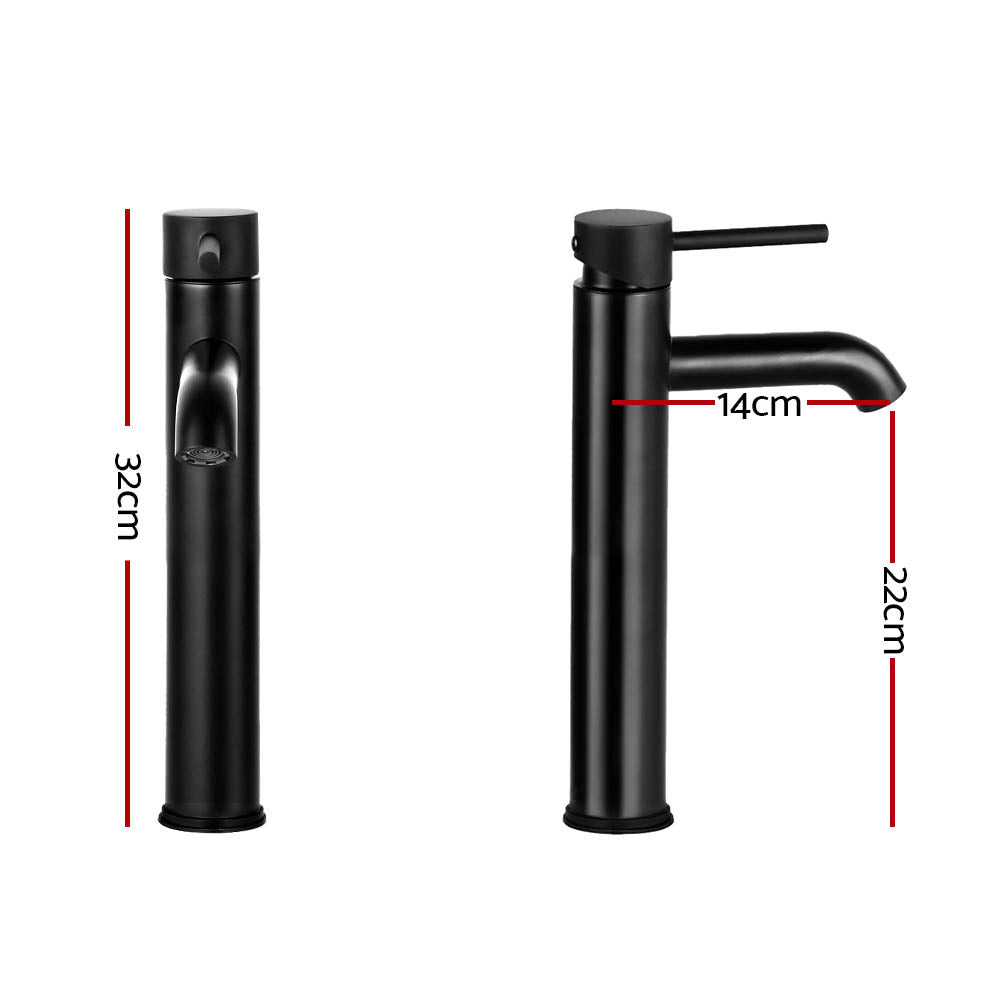 Tap & Sink Accessories: Cefito Bathroom Basin Mixer Tap Round Tall Faucet Vanity Laundry Black