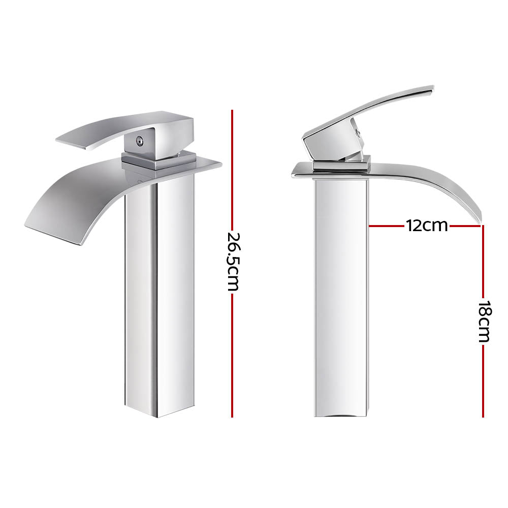 Shower Accessories: Cefito Bathroom Basin Mixer Tap Thin Tall Faucet Vanity Laundry Silver