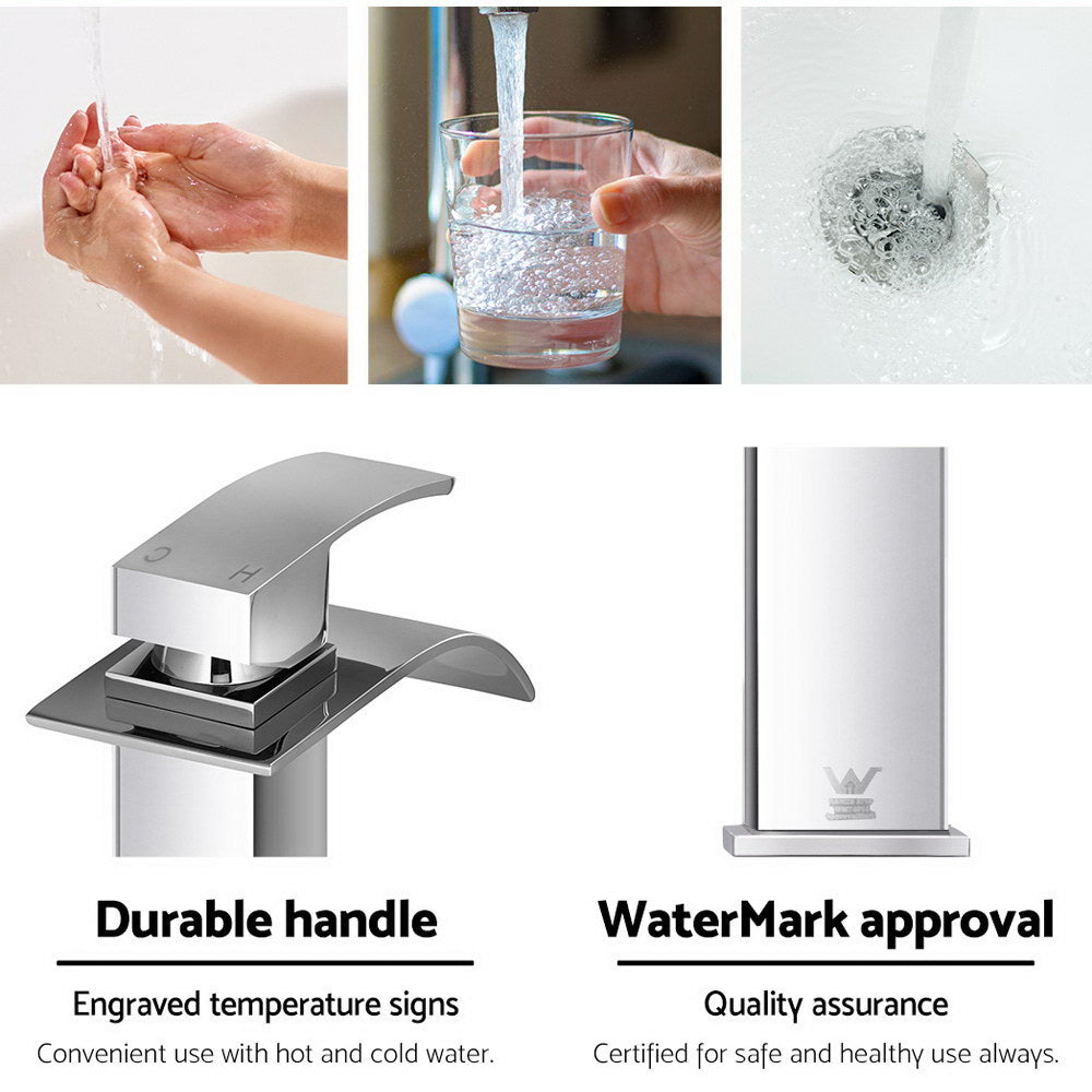 Shower Accessories: Cefito Bathroom Basin Mixer Tap Thin Tall Faucet Vanity Laundry Silver