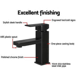 Tap & Sink Accessories: Cefito Bathroom Basin Mixer Tap Square Faucet Vanity Laundry Black