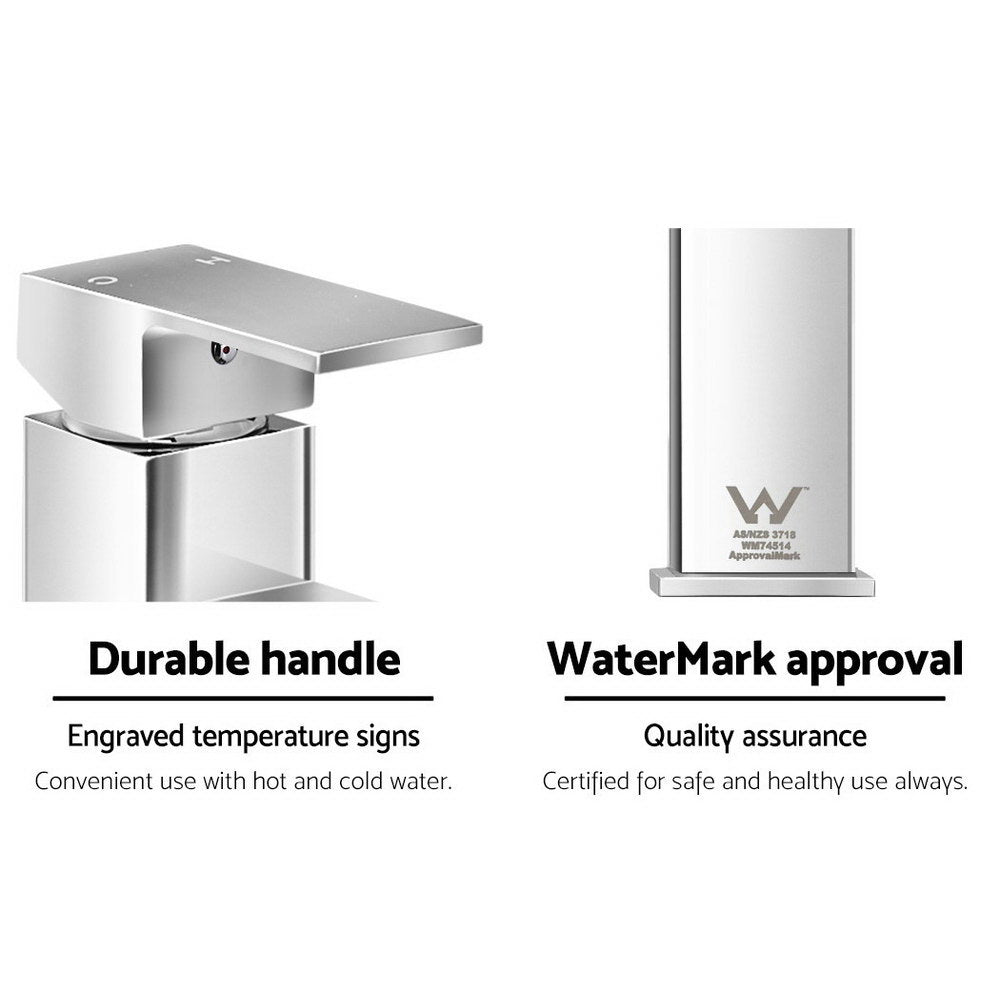 Tap & Sink Accessories: Cefito Bathroom Basin Mixer Tap Square Faucet Vanity Laundry Chrome