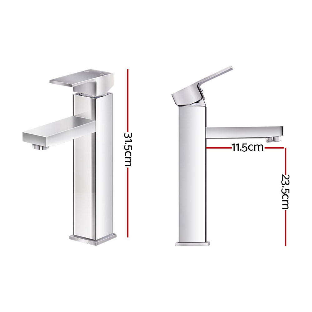 Tap & Sink Accessories: Cefito Bathroom Basin Mixer Tap Square Tall Faucet Vanity Laundry Chrome