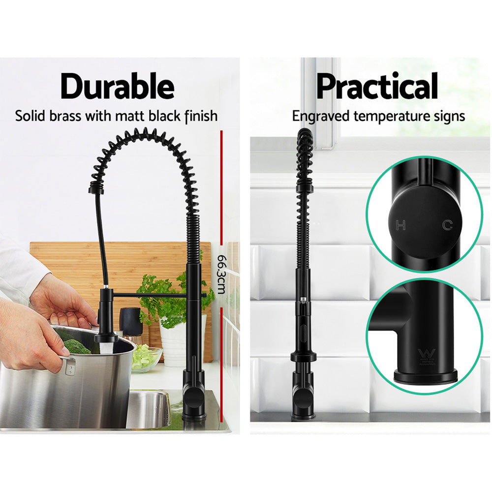 Tap & Sink Accessories: Cefito Kitchen Mixer Tap Pull Down 2 Modes Sink Faucet Basin Laundry Black
