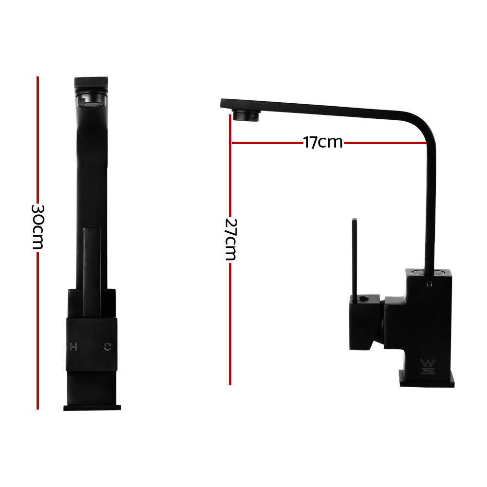 Tap & Sink Accessories: Cefito Kitchen Mixer Tap Mixer Square Sink Faucet Basin Laundry Black