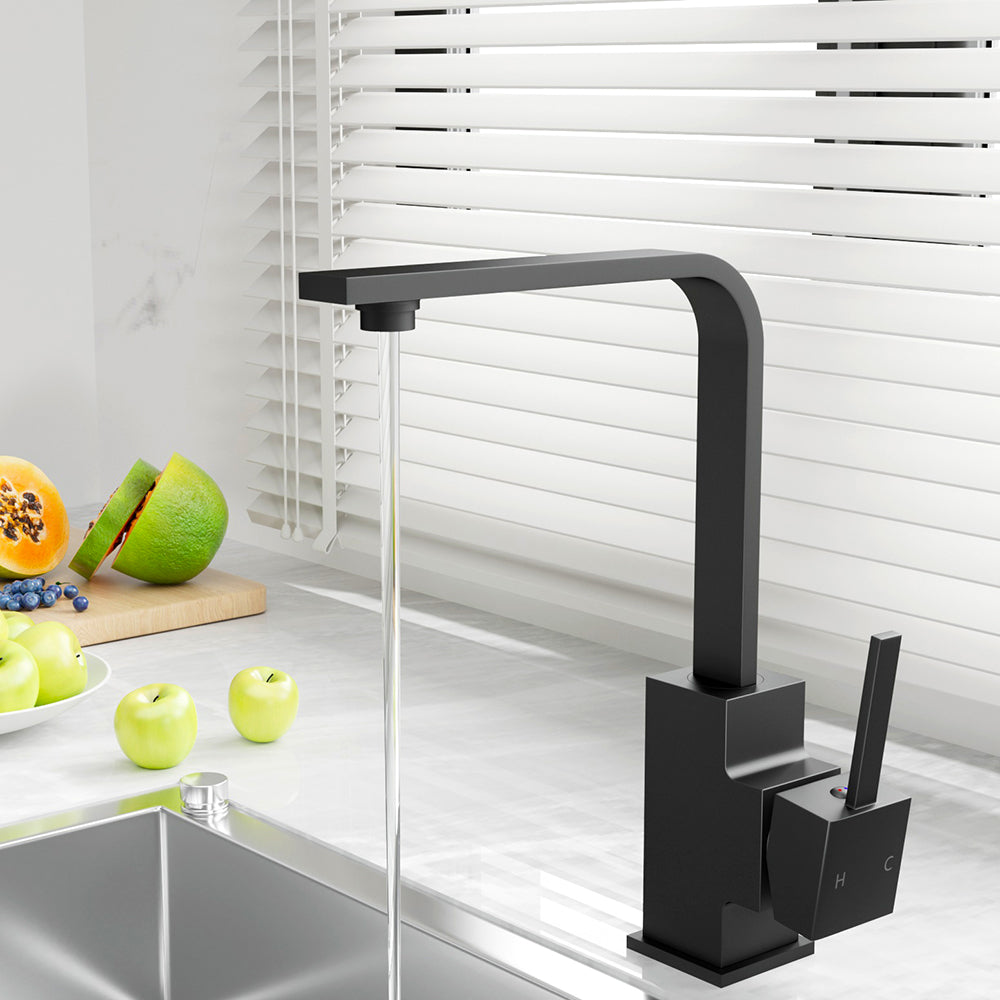 Tap & Sink Accessories: Cefito Kitchen Mixer Tap Mixer Square Sink Faucet Basin Laundry Black