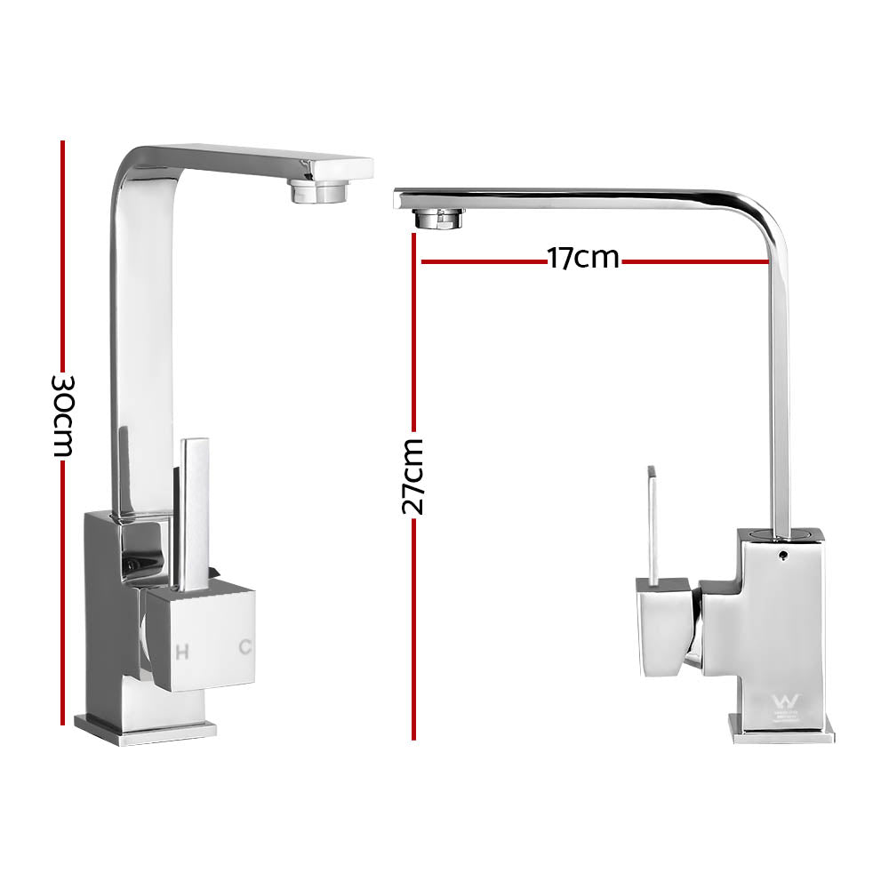 Tap & Sink Accessories: Cefito Kitchen Mixer Tap Mixer Square Sink Faucet Basin Laundry Chrome