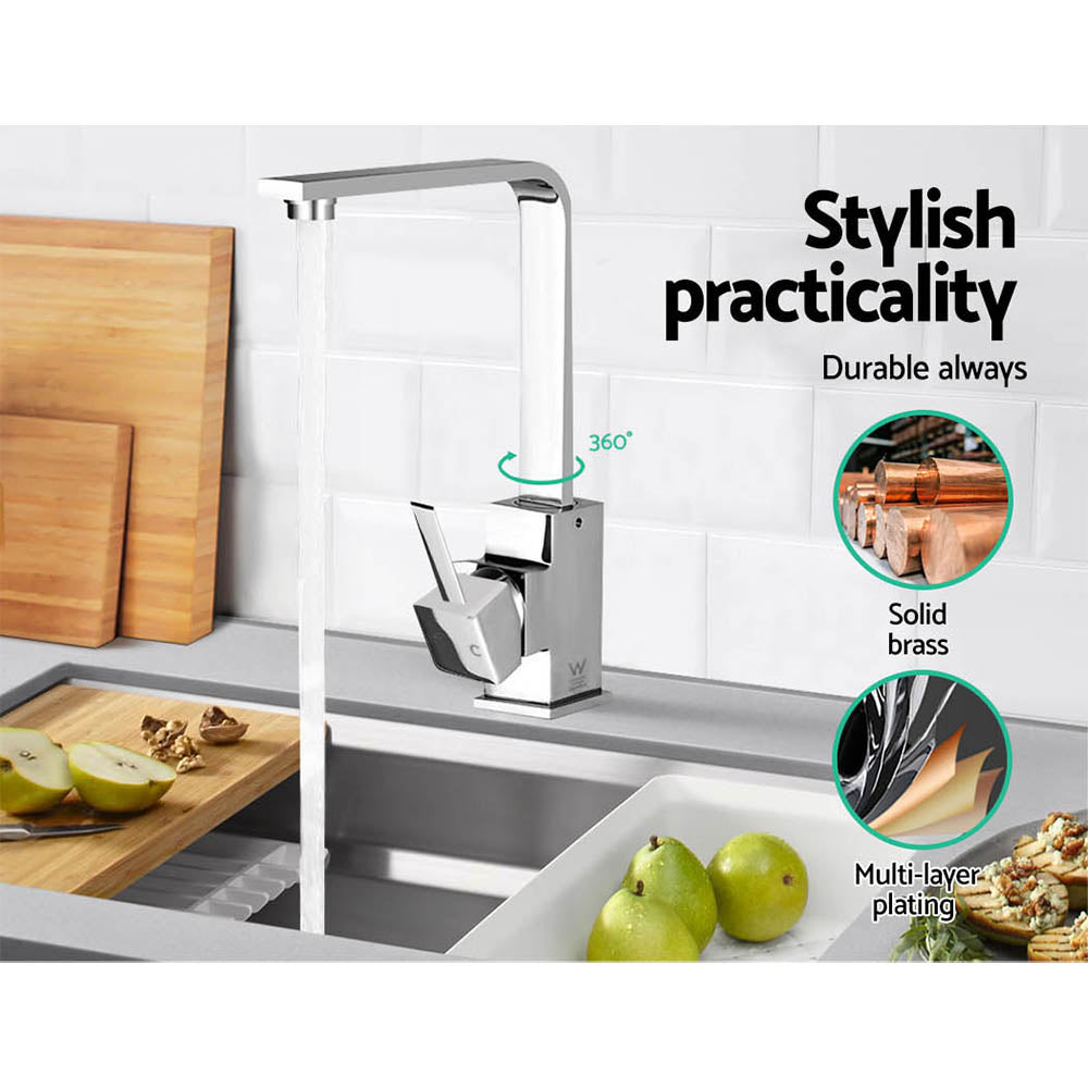 Tap & Sink Accessories: Cefito Kitchen Mixer Tap Mixer Square Sink Faucet Basin Laundry Chrome