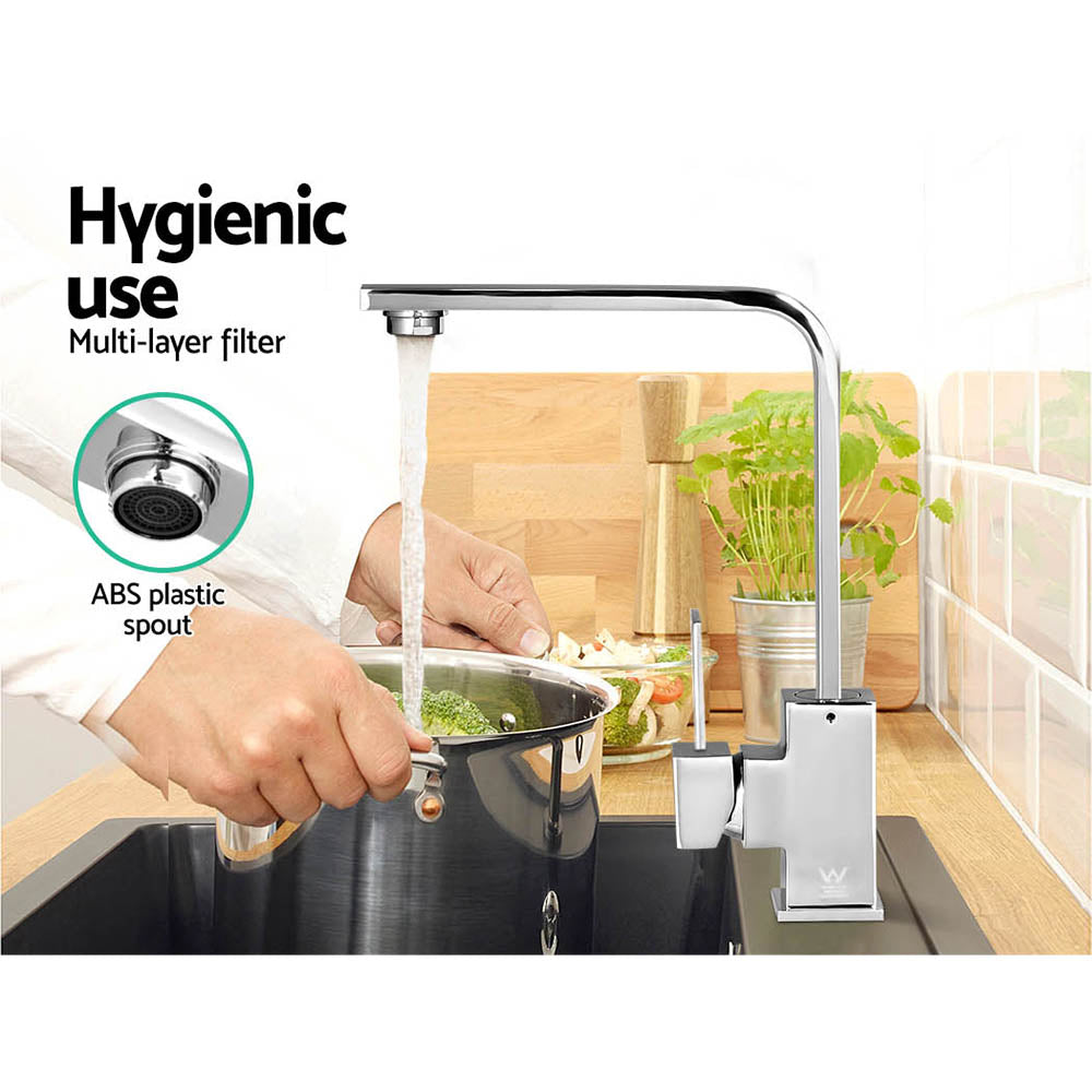 Tap & Sink Accessories: Cefito Kitchen Mixer Tap Mixer Square Sink Faucet Basin Laundry Chrome