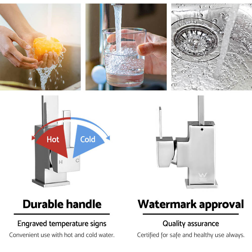 Tap & Sink Accessories: Cefito Kitchen Mixer Tap Mixer Square Sink Faucet Basin Laundry Chrome