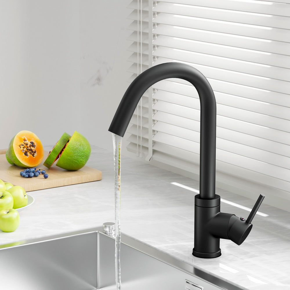 Tap & Sink Accessories: Cefito Kitchen Mixer Tap Mixer Round Sink Faucet Basin Laundry Black