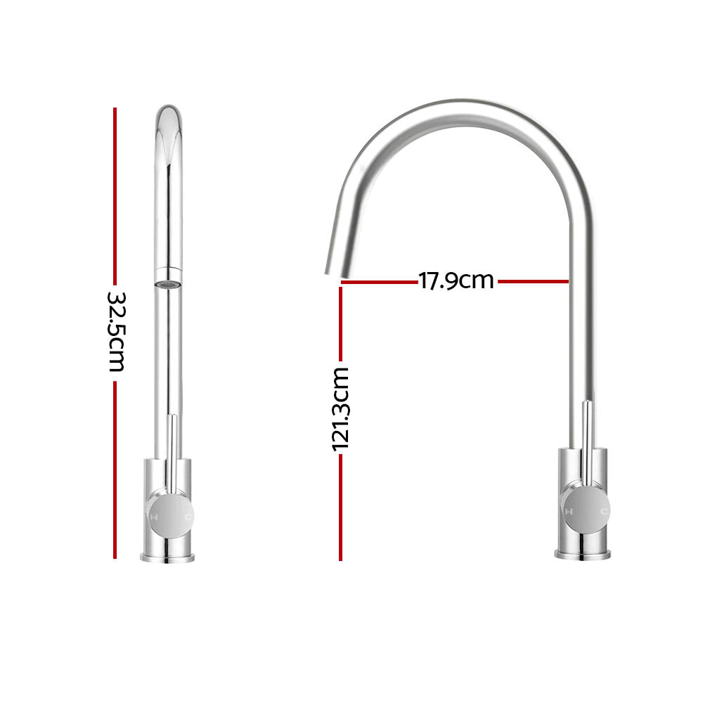 Tap & Sink Accessories: Cefito Kitchen Mixer Tap Mixer Round Sink Faucet Basin Laundry Chrome