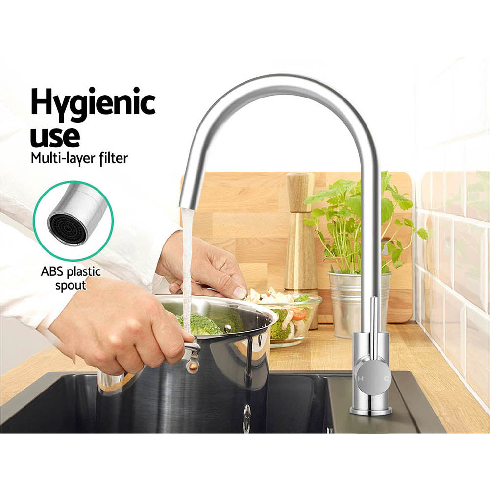 Tap & Sink Accessories: Cefito Kitchen Mixer Tap Mixer Round Sink Faucet Basin Laundry Chrome