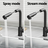 Tap & Sink Accessories: Cefito Kitchen Mixer Tap Pull Out Rectangle 2 Mode Sink Basin Faucet Swivel WELS Black
