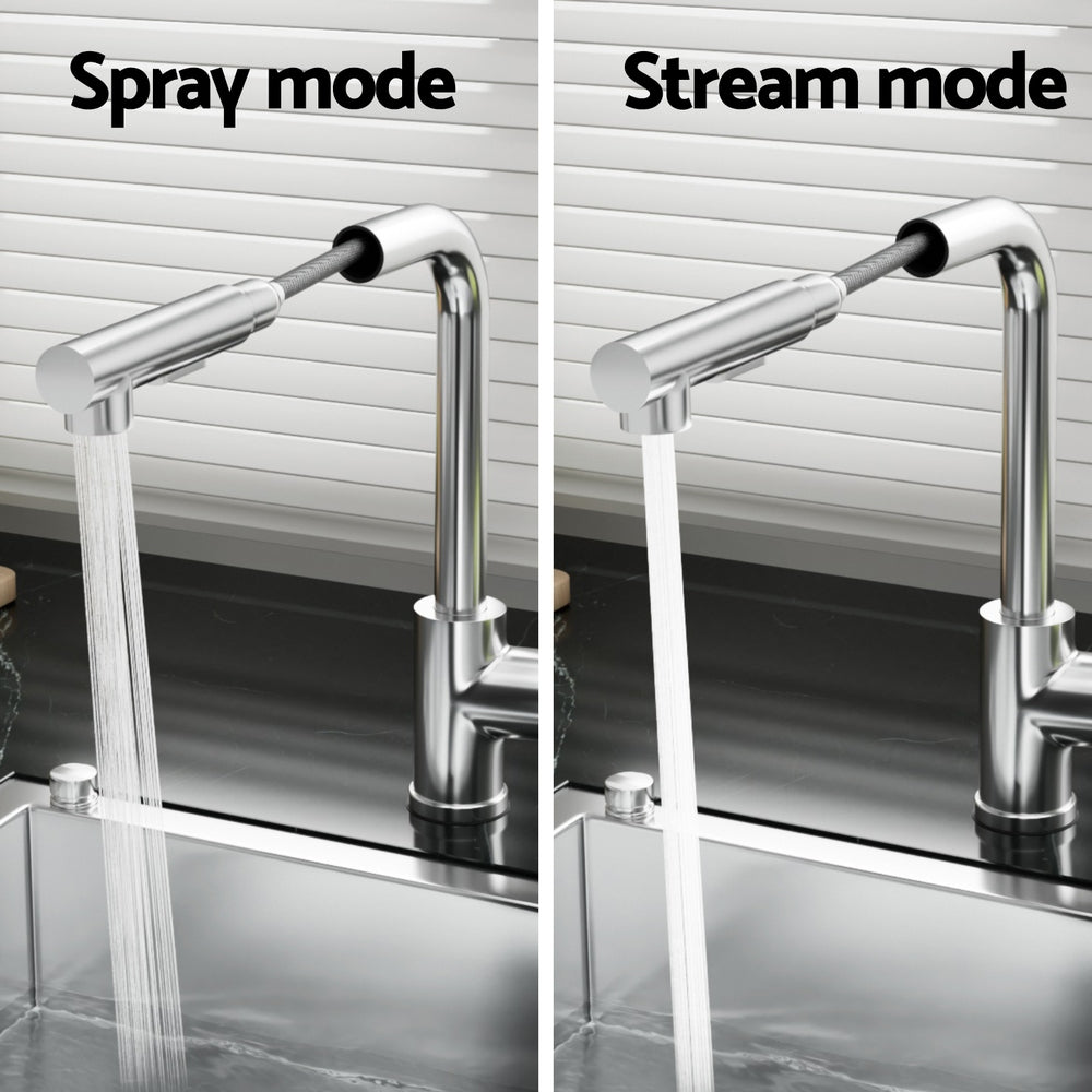 Tap & Sink Accessories: Cefito Kitchen Mixer Tap Pull Out Rectangle 2 Mode Sink Basin Faucet Swivel WELS Chrome
