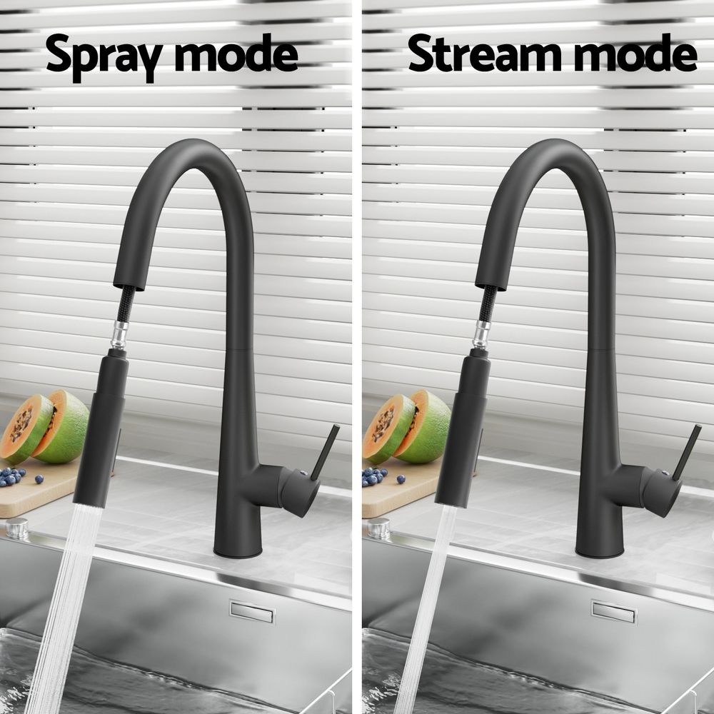 Tap & Sink Accessories: Cefito Kitchen Mixer Tap Pull Out Round 2 Mode Sink Basin Faucet Swivel WELS Black