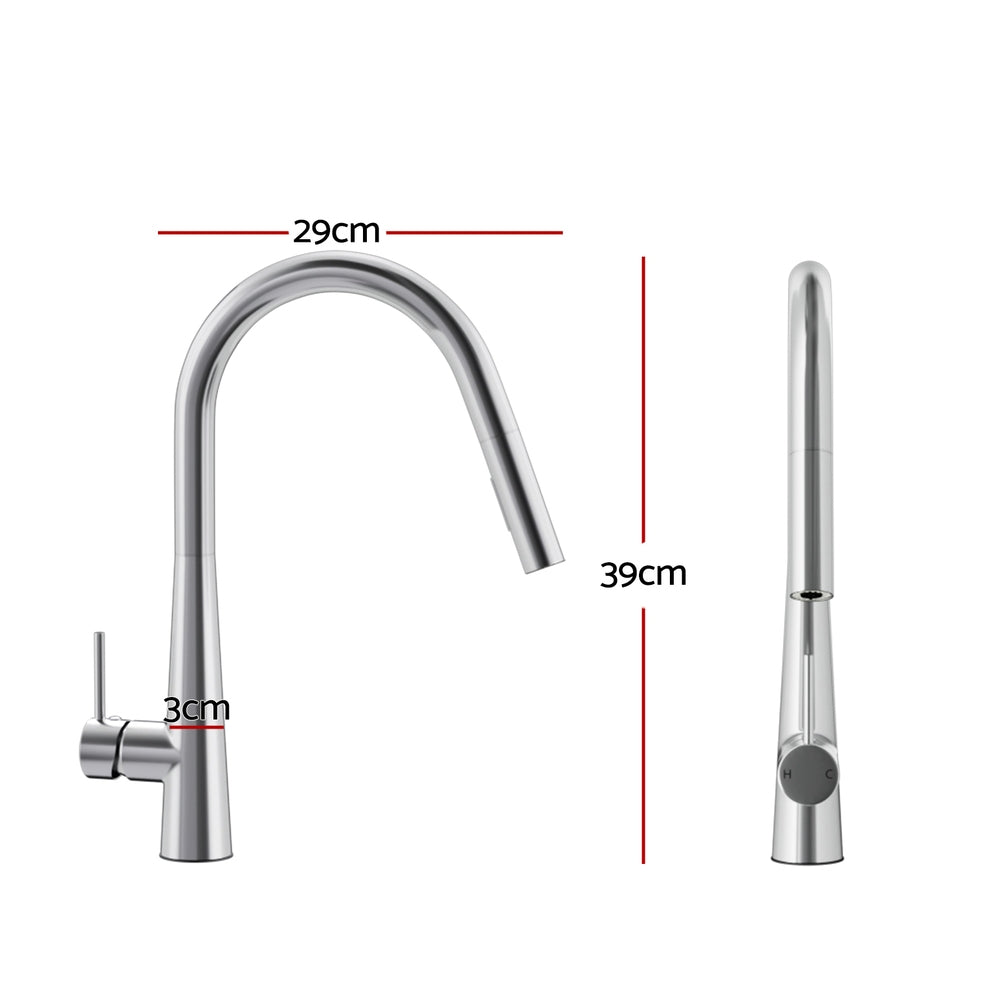 Tap & Sink Accessories: Cefito Kitchen Mixer Tap Pull Out Round 2 Mode Sink Basin Faucet Swivel WELS Chrome