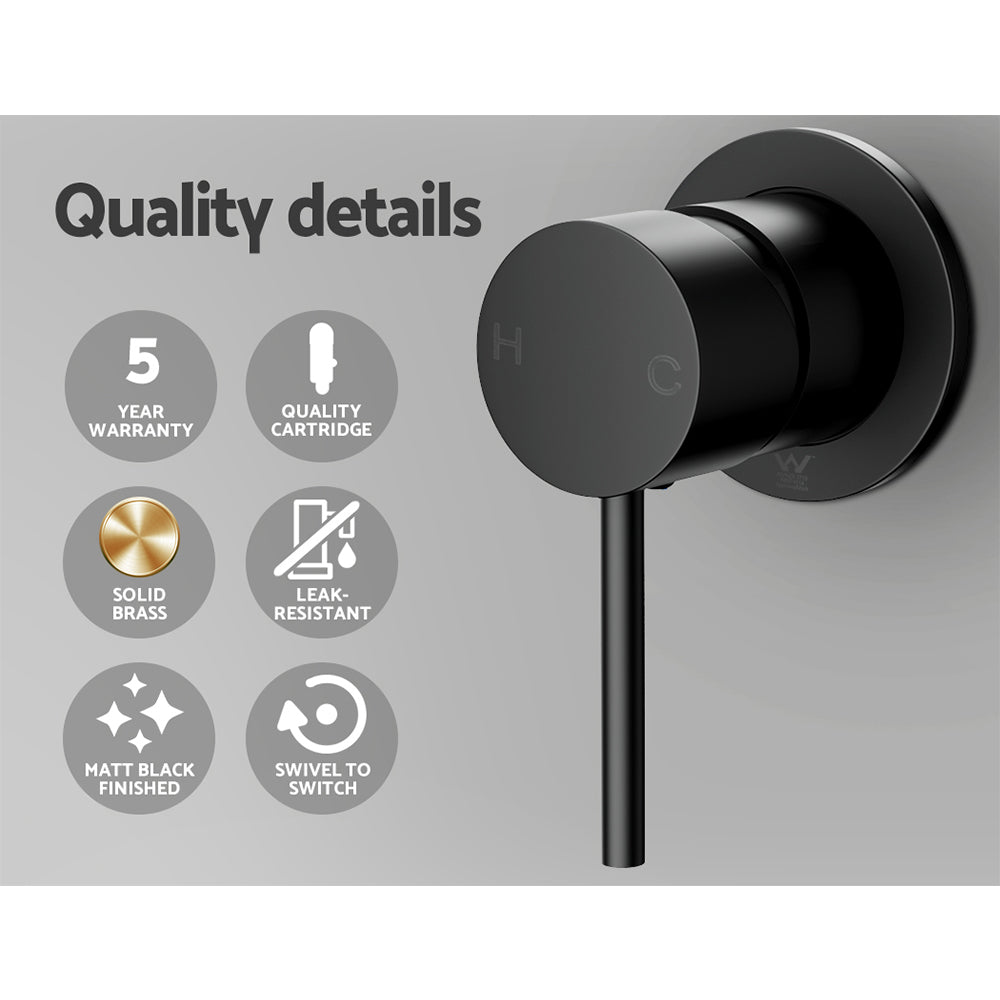 Shower Accessories: Cefito Basin Mixer Wall Tap Round Brass Faucet Shower Bathtub Black