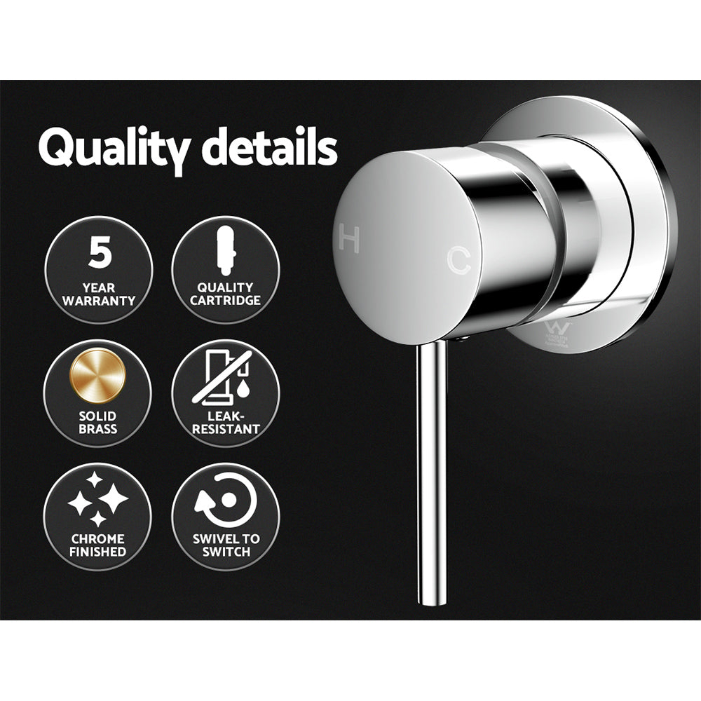 Shower Accessories: Cefito Basin Mixer Wall Tap Round Brass Faucet Shower Bathtub Chrome