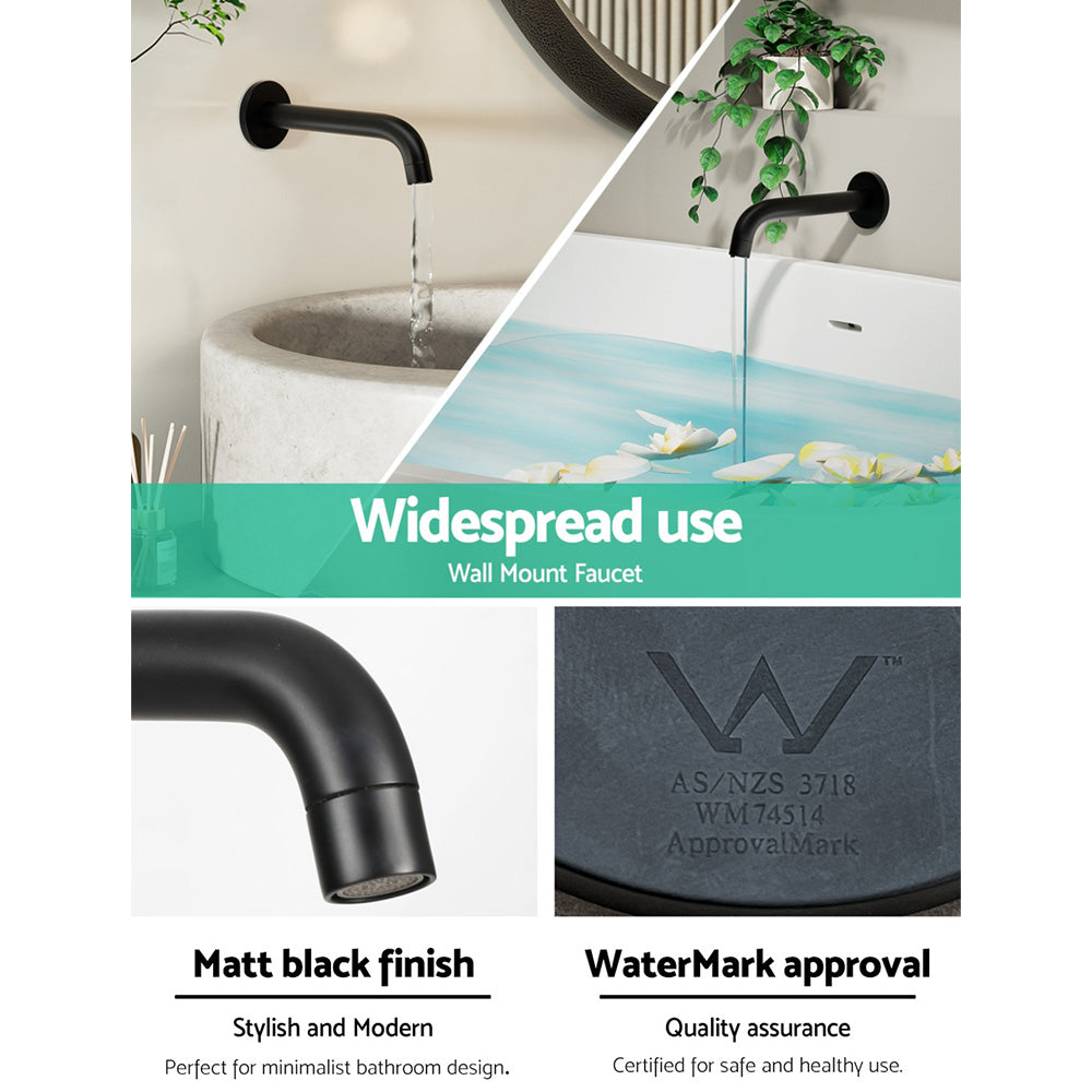 Shower Accessories: Cefito Bathroom Mixer Spout Wall Bath Tap Round Shower Bathtub Black