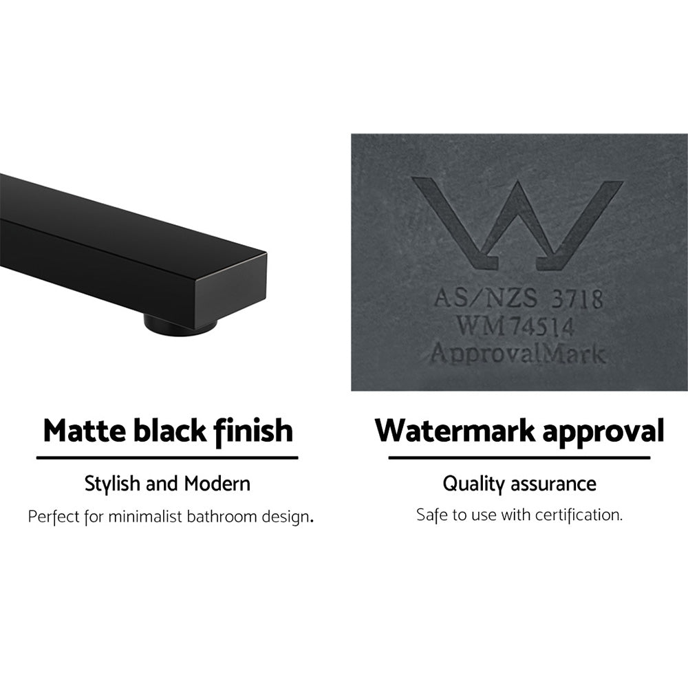 Tap & Sink Accessories: Cefito Bathroom Mixer Spout Wall Bath Tap Square Swivel Bathtub Black