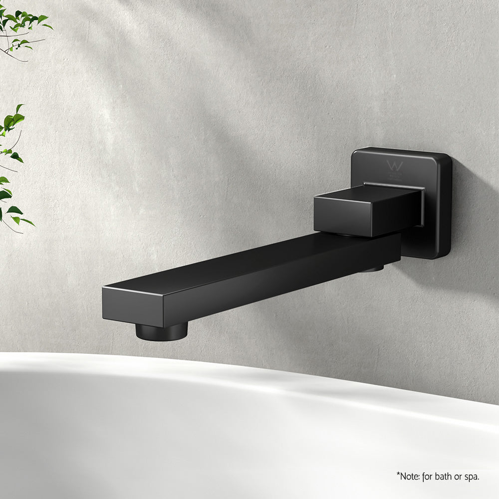 Tap & Sink Accessories: Cefito Bathroom Mixer Spout Wall Bath Tap Square Swivel Bathtub Black