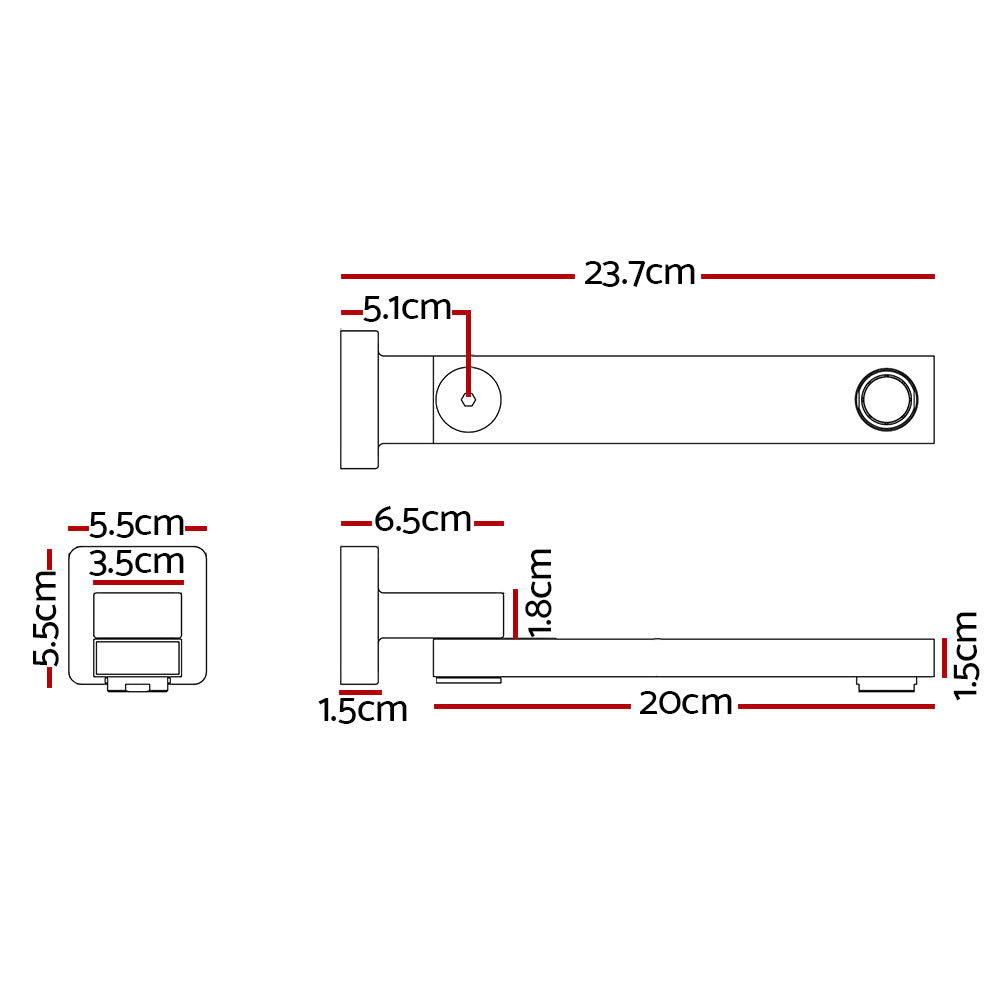 Tap & Sink Accessories: Cefito Bathroom Mixer Spout Wall Bath Tap Square Swivel Bathtub Chrome