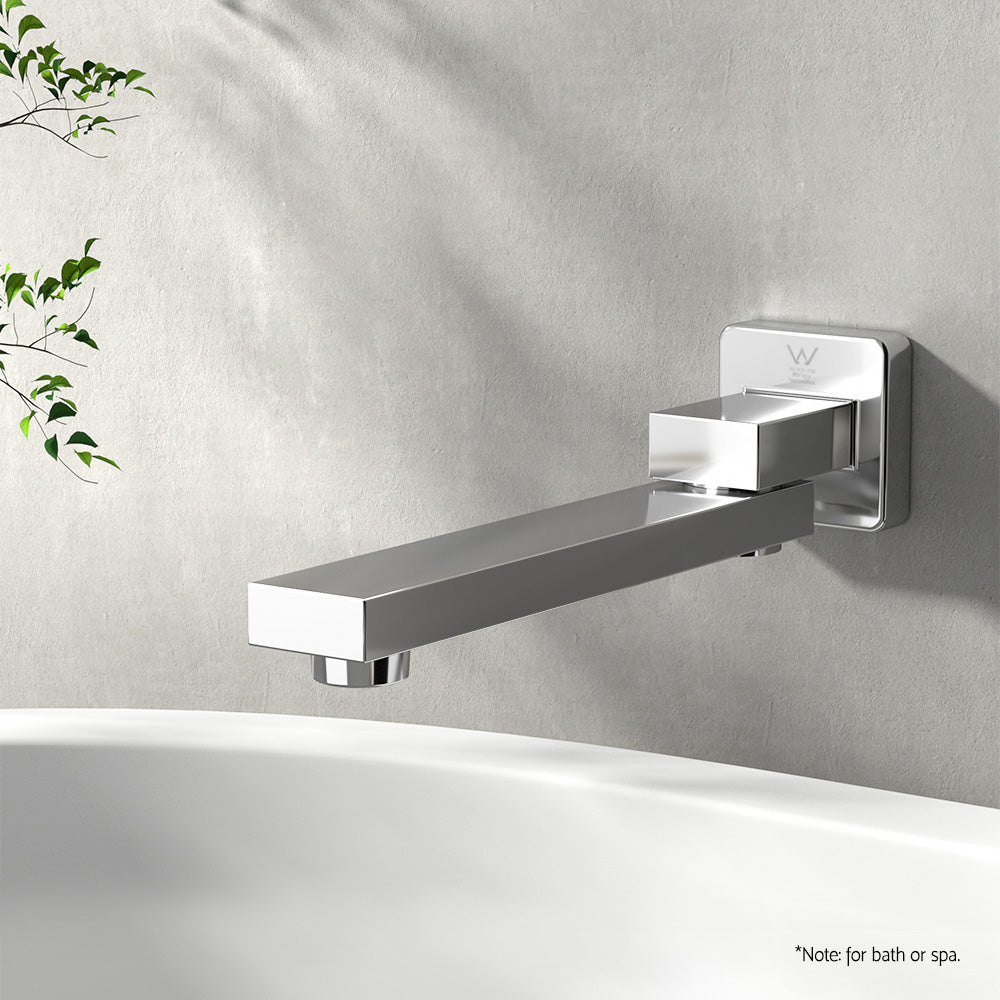 Tap & Sink Accessories: Cefito Bathroom Mixer Spout Wall Bath Tap Square Swivel Bathtub Chrome