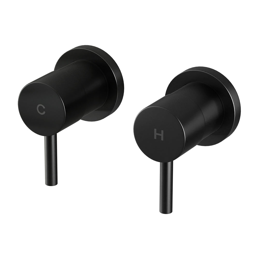 Shower Accessories: Cefito Basin Twin Tap Wall Round Brass Faucet Shower Bathtub Black