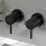 Shower Accessories: Cefito Basin Twin Tap Wall Round Brass Faucet Shower Bathtub Black
