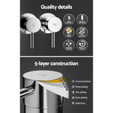Shower Accessories: Cefito Basin Twin Tap Wall Round Brass Faucet Shower Bathtub Chrome