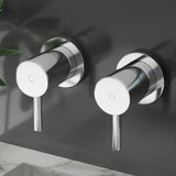 Shower Accessories: Cefito Basin Twin Tap Wall Round Brass Faucet Shower Bathtub Chrome