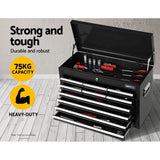 Giantz 10 Drawer Tool Box Cabinet Chest Toolbox Storage Garage Organiser Black