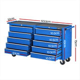 Tool Boxes: Giantz Tool Chest Trolley 10 Drawers Toolbox Storage Blue